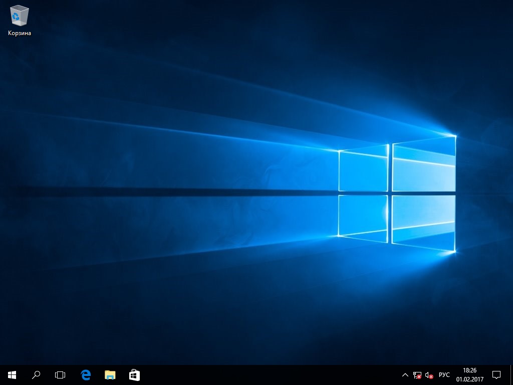 Рабочий столи Windows 10 после установки