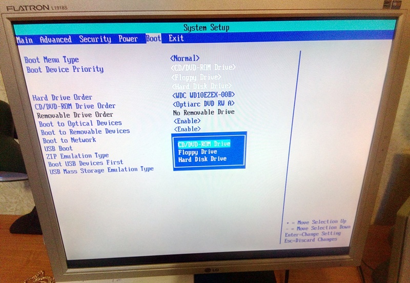 BIOS загрузка из DVD